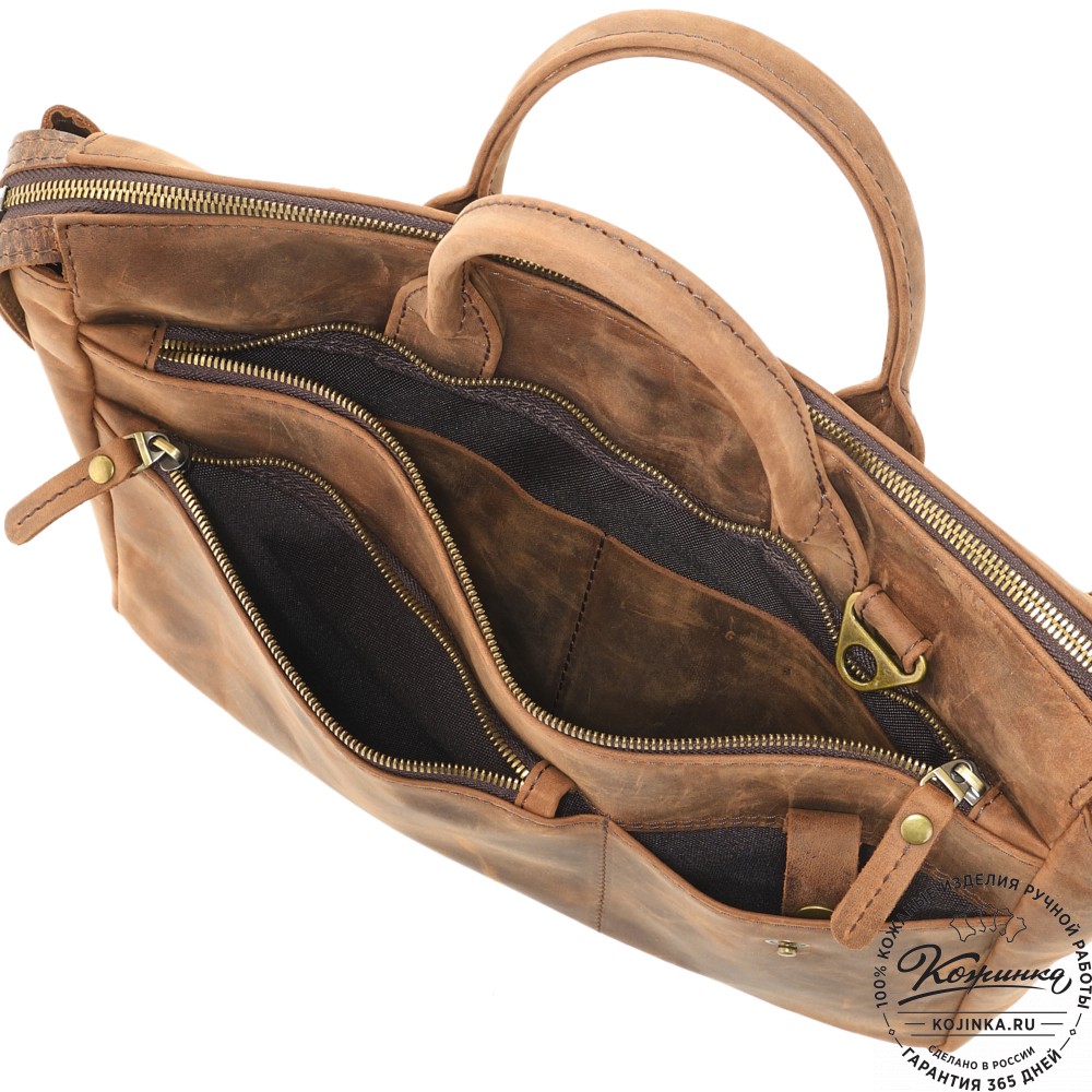  Кожаная деловая сумка "Гранд" (темно-коричневая крейзи)